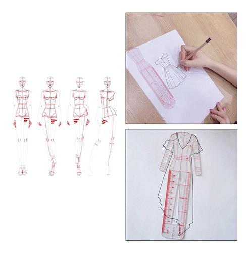 Ilustración De Moda Regla De Dibujo Mujer Plantilla De