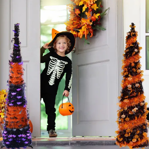 Árbol De Halloween Con Forma De Murciélago Naranja De 1,5 M