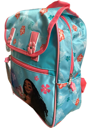 Mochila Escolar Kinder Moana La Pelicula. Color Agua Diseño De La Tela Lisa
