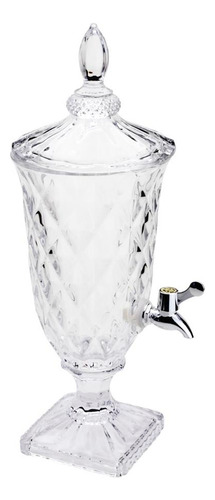 Suqueira Vidro Transparente Diamond Com Torneira Prata 2 Lts