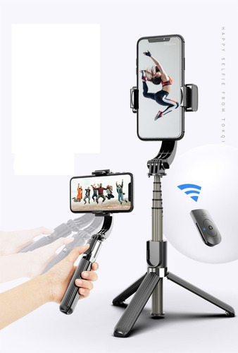 Estabilizador Gimbal Soleste Para Celular - L08 Com Tripe Cor Preto