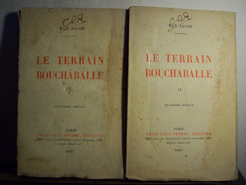 Adp Le Terrain Bouchaballe ( 2 Vol ) Max Jacob / 1923 Paris