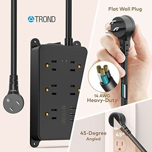 Enchufe Inteligente Marca Trond/5 Tomas/3 Usb/negro/5ft