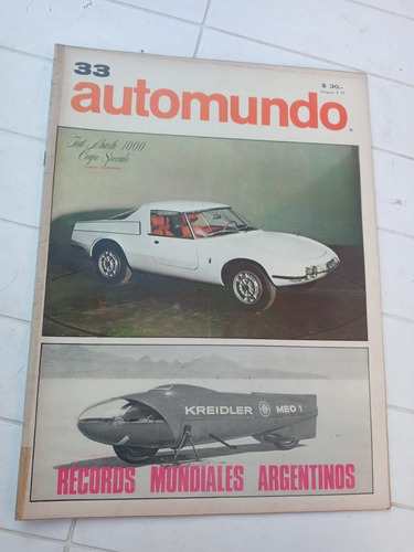 Automundo N.33 Fiat Abarth 1000 Coupe Speciale Records Mundi