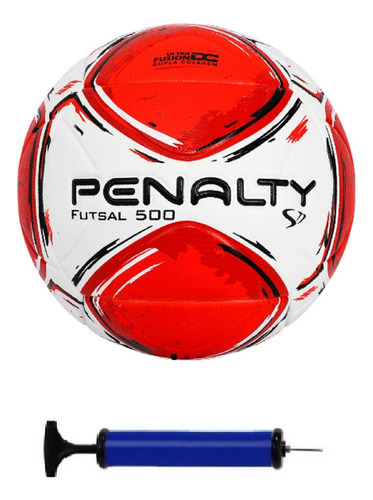 Bola Futsal Penalty S11 R2 + Bomba De Ar Cor Vermelho