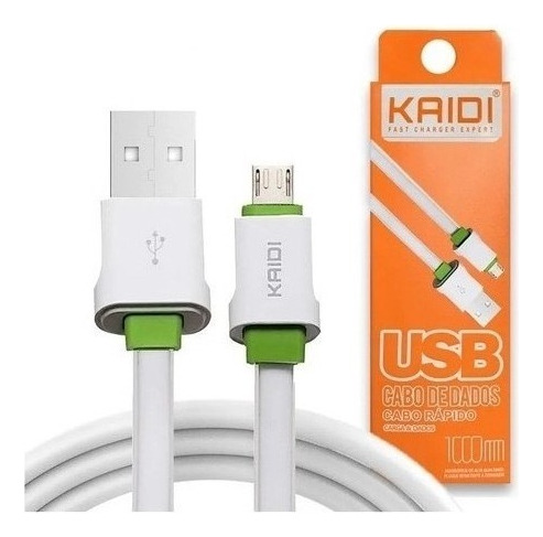 Cabo Micro Usb V8 Turbo Kaidi Kd-305 Cabo Reforçado 1 Metro Cor Branco