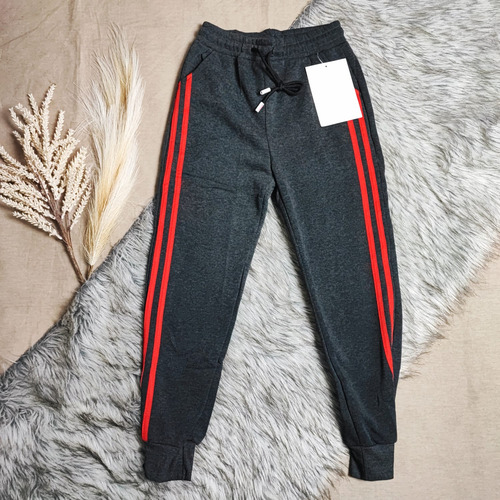 Kit 3 Calças Moletom Forradas Listras Laterais Juvenis Moda