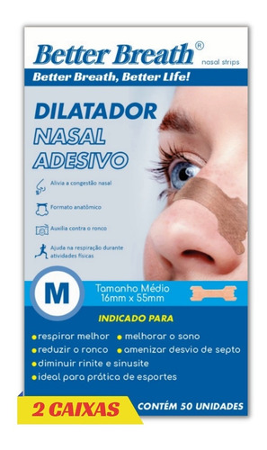 Dilatador Nasal Médio Better Breath Respire Melhor C/100 Uni