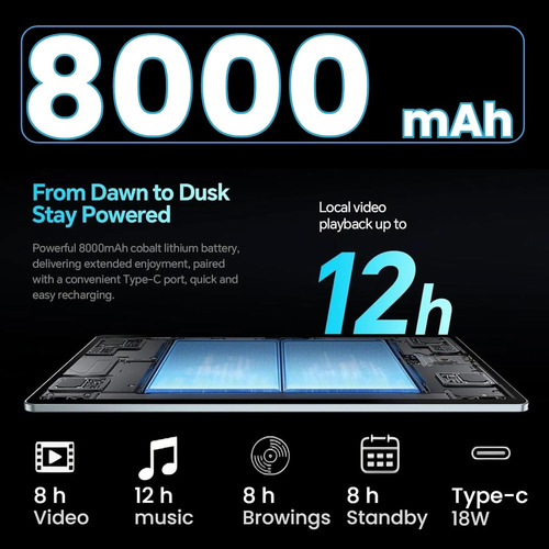 Tableta Android 11'' 12gb Ram 128gb Ampliable 1tb Azul