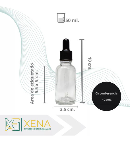Gotero Frasco Vidrio Cristal 50 Ml Con Pipeta Negra 30 Pzs