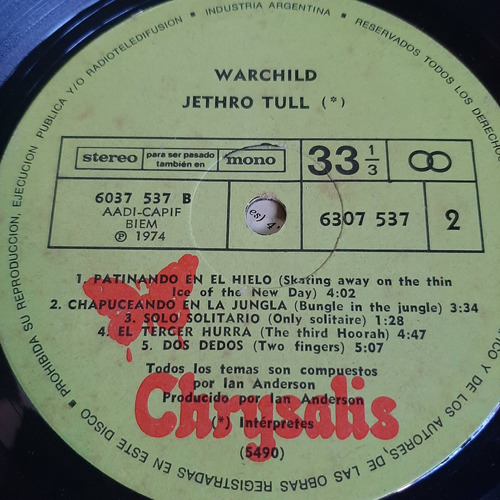Sin Tapa Disco Jethro Tull Warchild Bi0