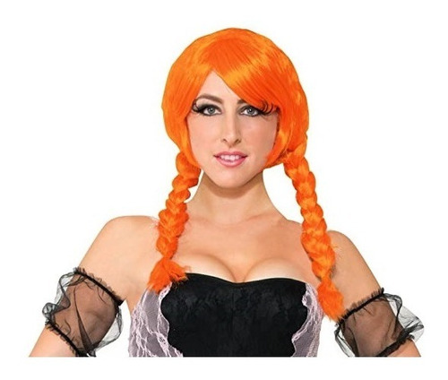 Peluca Trenzas Naranja Wendy Disfraz Fiesta Accesorio Cabell