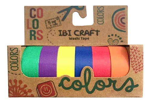 Cinta Adhesiva Decorativa Washi Tape Colores Vivos X6 Rollos