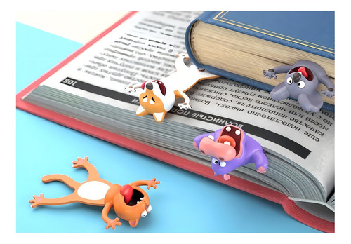Marcador de página para libro de dibujos animados con animales en 3D, color perro