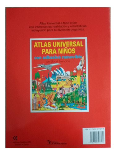 Libro Atlas Universal Con Stickers Infantil Retro Vintage