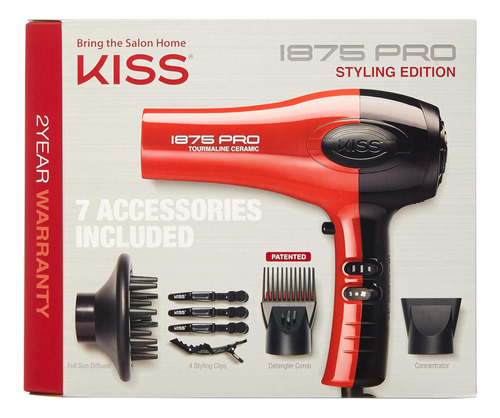 Secador De Cabello Kiss Turmalina Pro 1875w - Rojo