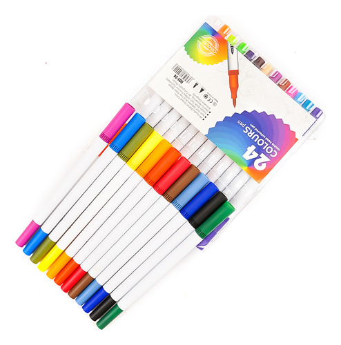 Canetas Ponta Dupla Brush Pen Kit 24 Cores Desenho Colorir