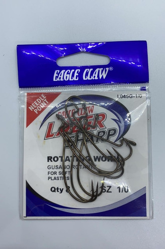 Pesca Anzuelo Rotating Gusano Sz 1/0 Bass Caña Linea Señuelo