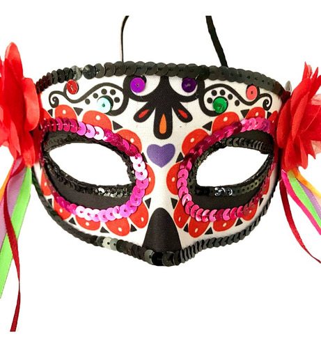 Mascarillas De La Muerte Con Flores De Encaje Rojas
