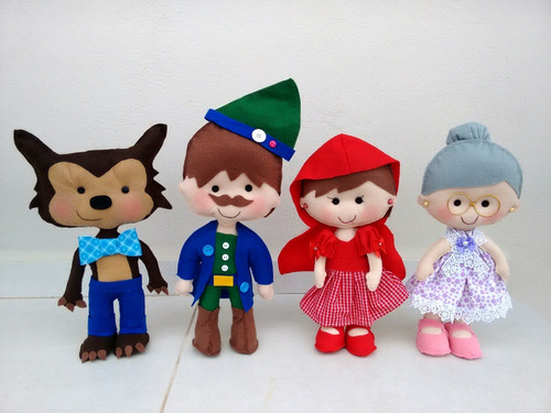 Bonecos Chapeuzinho Vermelho Feltro - 3 Personagens