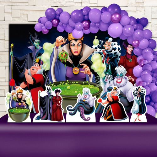Kit Decoração Festa Infantil Vilãs Da Disney