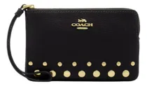 Comprar Wrislet O Bolso De Mano Coach Corner Zip Negro Con Tachas