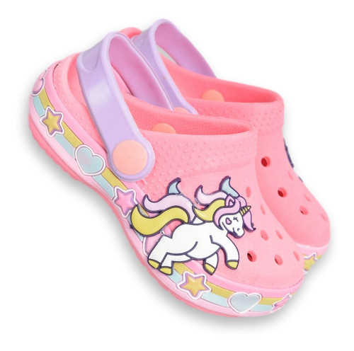 Imagen 2 de 6 de Zuecos Gomon Nena Infantil Personaje Unicornio Pets Verano