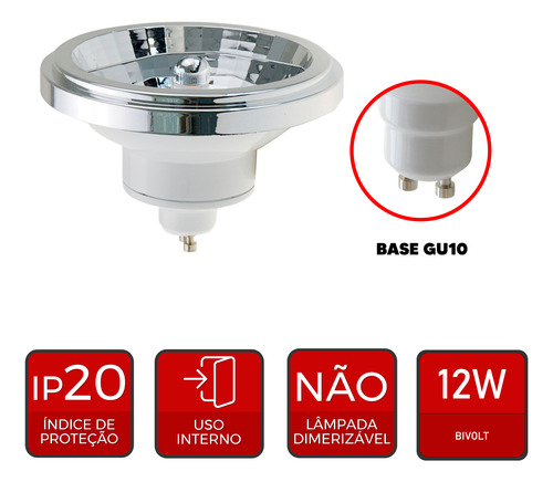Kit 13 Lampada Ar111 12w Branco Neutro 4000k Gu10 Foco 24°