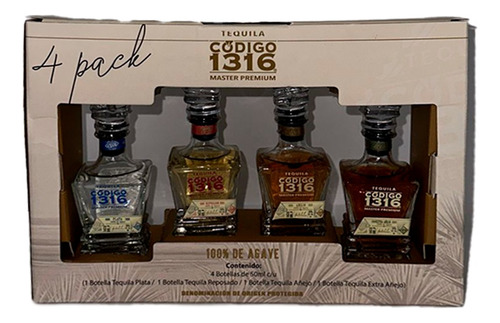 Pack De 12 Tequila Codigo 1316 Four Pack 50ml C/u