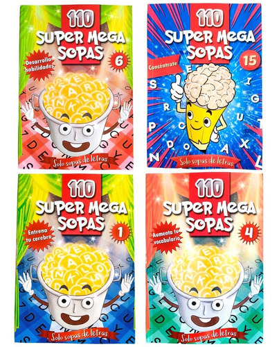 Pack 6 Pasatiempos Variados De 100 Páginas | Sopa De Letras