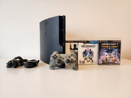 Sony Playstation 3 Slim 300gb + 1 Control, 3 Juegos Y Cables