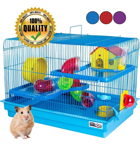 Gaiola Para Hamster Big Space Completa 2 Andares Azul