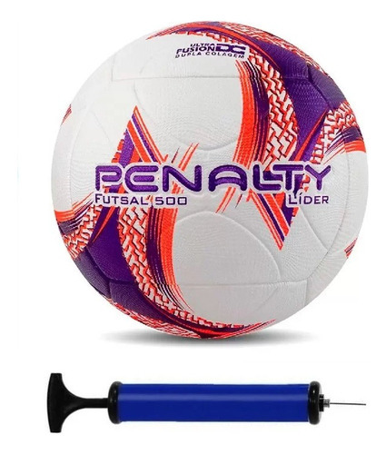 1 Bola De Futsal Lider Penalty + 1 Bomba De Ar Cor Roxo
