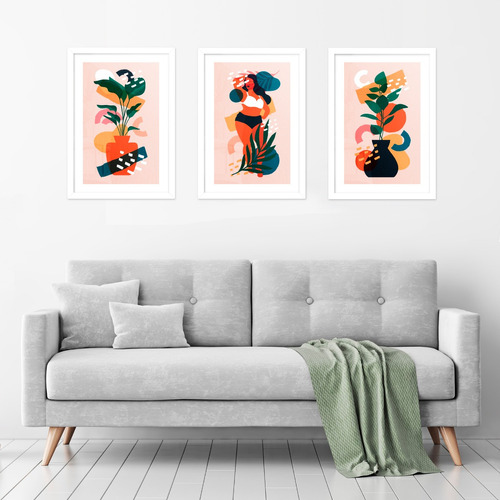 Cuadros Living Modernos Nórdicos Abstractos Boho Plantas