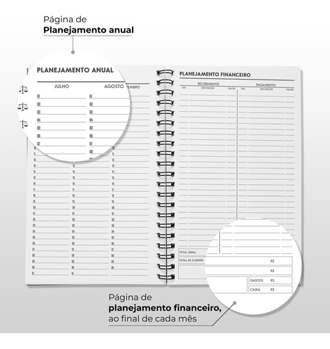 Kit Jurídico Advogado Planer, Agenda Caderno, Bloco De Notas