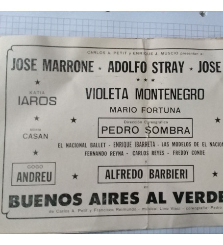 Antiguos Programas De Teatro 1952 Y De Cine De Los '70 (Usado)