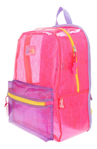 Mochila Backpack Yadatex Primaria Transparente Barbie Color Rosa Claro