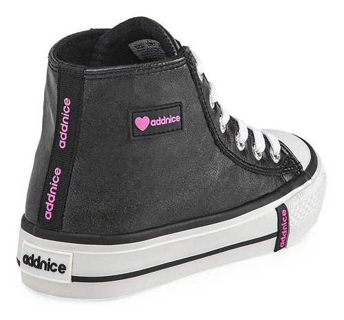 Imagen 3 de 10 de Zapatilla Addnice Vulcan Metallic 2 Negro Con Bolso 2325
