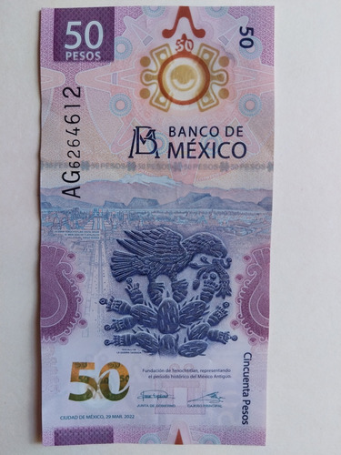 Billete De $50 Serie Ag Con Error En Ajolote 