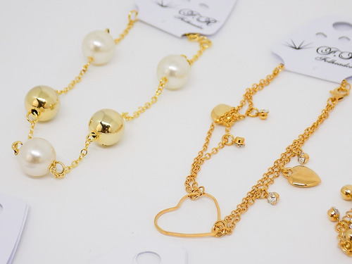 Atacado Pulseira Feminina Com 5 Folheado Revenda Nf