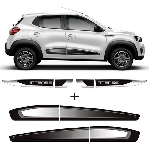 Kit Faixa Lateral Kwid Intense 2018/2020 + Emblema Resinado