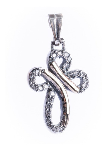 Cruz De Plata Y Lamina De Oro Con Zirconias
