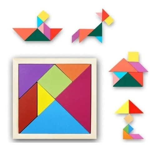 12 Tangram Didáctico Juego De Ingenio Motricidad Souvenir