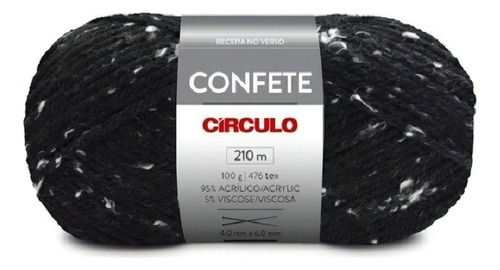 Lã Confete 100g Círculo - Preto 8990 Cor 8990 - Mont Blanc