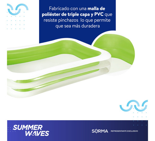 Imagen 4 de 8 de Pileta Rectangular Inflable Familiar 795 Lt Summer Waves