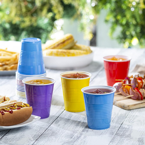 Vasos De Plástico Desechables 12 Oz Varios Colores 40 Ud