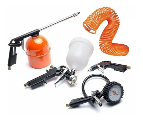 Imagen 1 de 10 de Kit De Aire Compresor Kld Manguera Pistola Pintar Manometro
