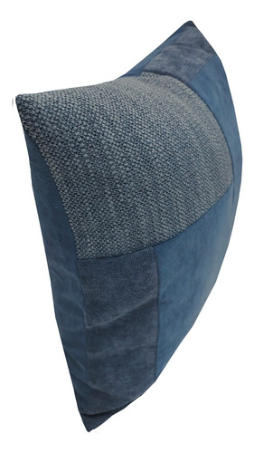Cojin Patchwork Azul 45x45 Azul Liso