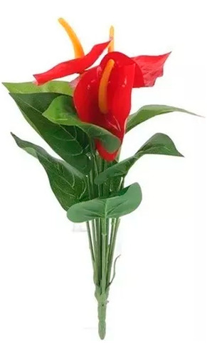Ramo De Plástico Flor Artificial Flores De Anturio Rojo 