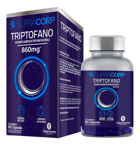 Supracorp Triptofano 860mg C/ 60cps Sabor Sem sabor